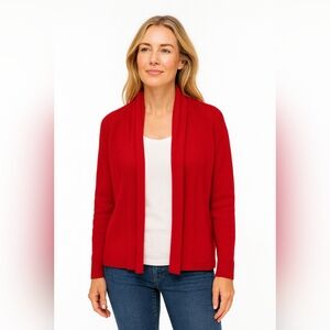 St. John Santana Knit Cardigan Sweater Open Front Christmas Red Women Size Small